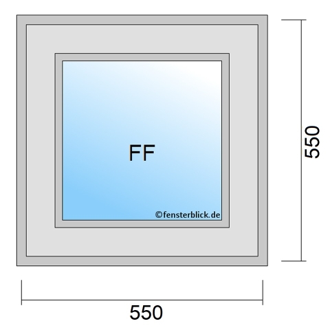 Fenster 55x55 cm als Festverglasung ohne Öffnung mit Rahmen technische Details