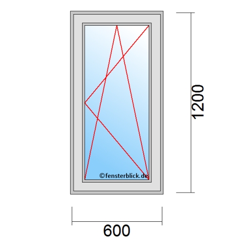 Fenster 600x1200mm Dreh-Kipp-Rechts technische Details