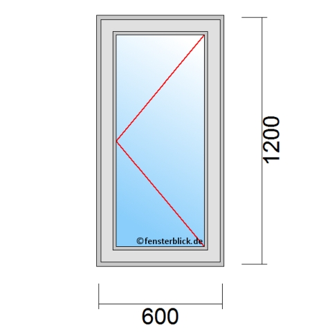 Fenster 600x1200mm Dreh-Rechts technische Details