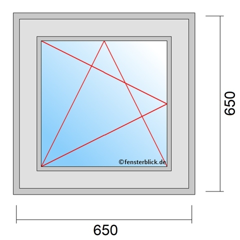 Einflügeliges Fenster 65x65 cm mit Dreh-Kipp-Links Öffnung