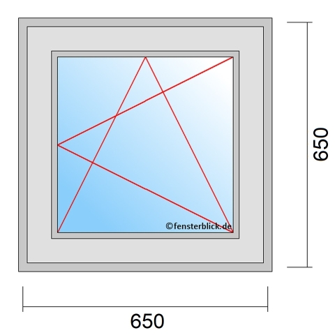 Einflügeliges Fenster 65x65 cm mit Dreh-Kipp-Rechts Öffnung