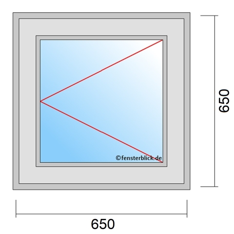 Einflügeliges Fenster 65x65 cm mit Dreh-Rechts Öffnung