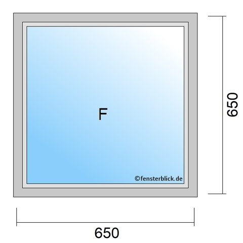 Einflügeliges Fenster 65x65 cm mit Festverglasung im Rahmen