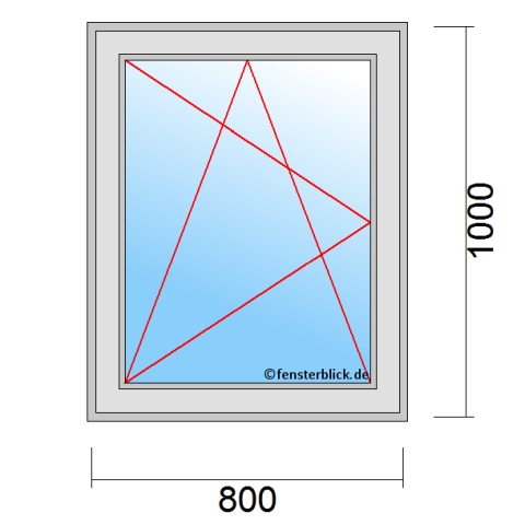 Einflügeliges Fenster 80x100 cm mit Dreh-Kipp-Links Öffnung