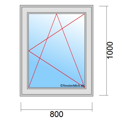 Einflügeliges Fenster 80x100 cm mit Dreh-Kipp-Rechts Öffnung technische Details