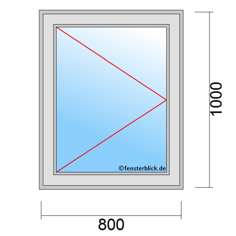 Einflügeliges Fenster 80x100 cm mit Dreh-Links Öffnung technische Details