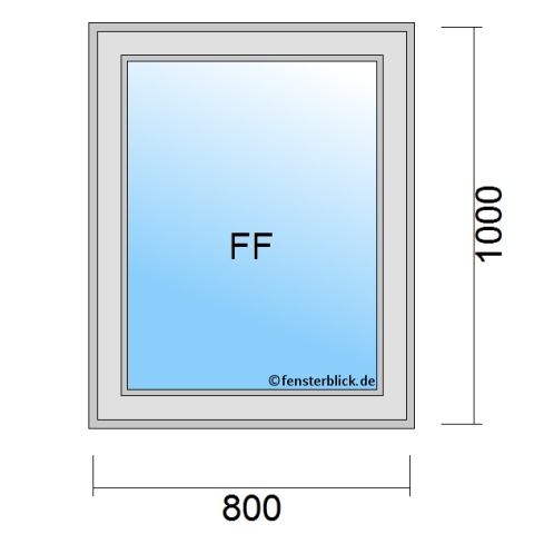 Einflügeliges Fenster 80x100 cm Festverglasung mit Rahmen technische Details
