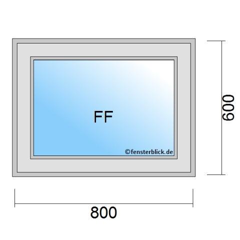 Fenster 80x60 cm einflügelig in Festverglasung mit Rahmen technische Details