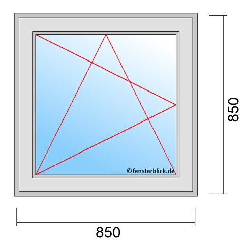 Fenster 85x85 cm mit Dreh-Kipp-Links Öffnung technische Details