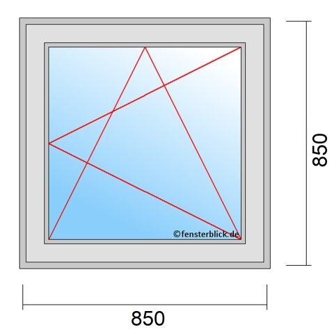 Fenster 85x85 cm mit Dreh-Kipp-Rechts Öffnung technische Details