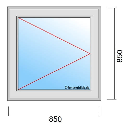 Fenster 85x85 cm mit Dreh-Links Öffnung technische Details