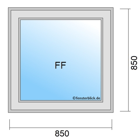 Fenster 85x85 cm in Festverglasung mit Rahmen technische Details