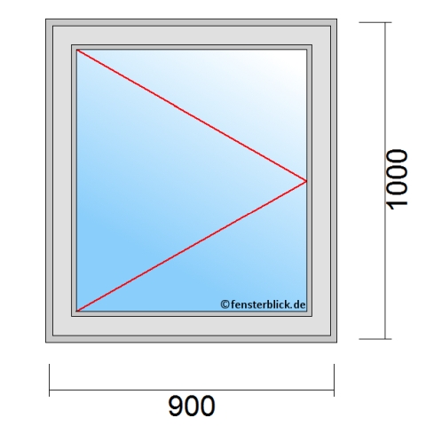 Einflügeliges Fenster 90x100 cm mit Dreh-Links Öffnung