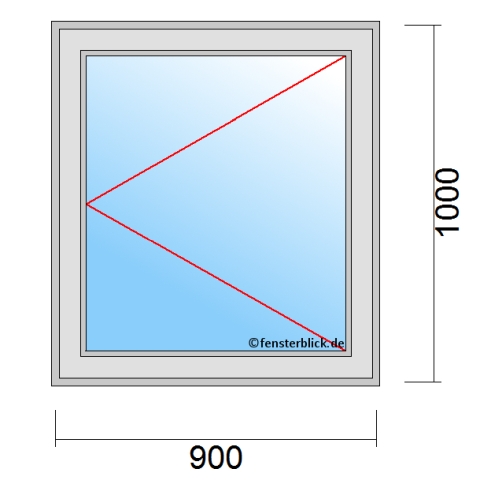 Einflügeliges Fenster 90x100 cm mit Dreh-Rechts Öffnung