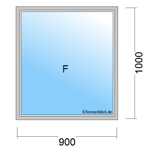Einflügeliges Fenster 90x100 cm mit Festverglasung im Rahmen