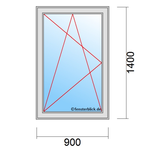 Einflügeliges Fenster 90x140 cm mit Dreh-Kipp-Links Öffnung