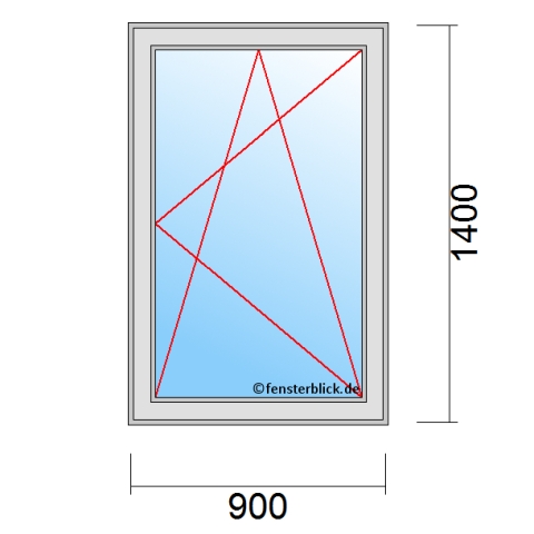 Einflügeliges Fenster 90x140 cm mit Dreh-Kipp-Rechts Öffnung