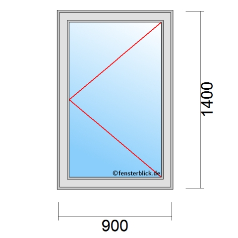 Einflügeliges Fenster 90x140 cm mit Dreh-Rechts Öffnung