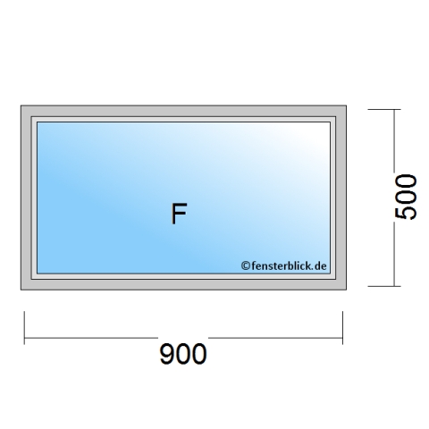 Einflügeliges Fenster 90x50 cm mit Festverglasung im Rahmen
