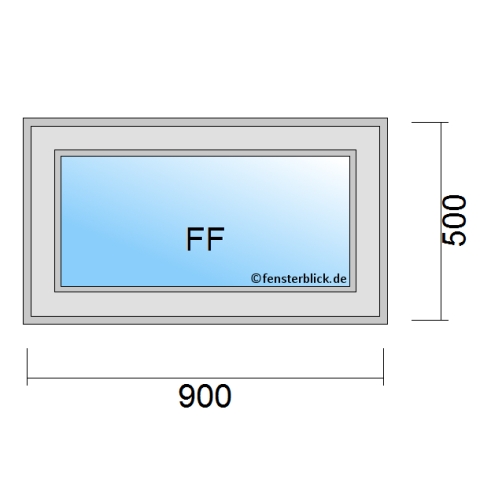Einflügeliges Fenster 90x50 cm mit Festverglasung im Flügel