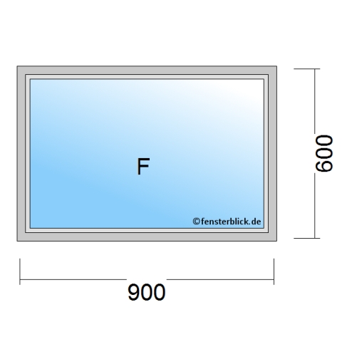 Einflügeliges Fenster 90x60 cm mit Festverglasung im Rahmen