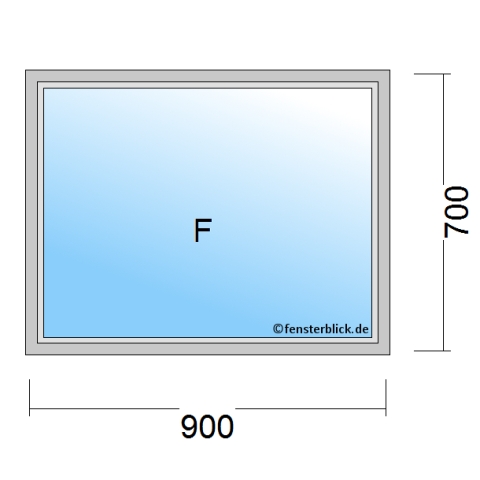 Einflügeliges Fenster 90x70 cm mit Festverglasung im Rahmen