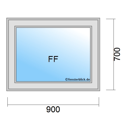 Einflügeliges Fenster 90x70 cm mit Festverglasung im Flügel