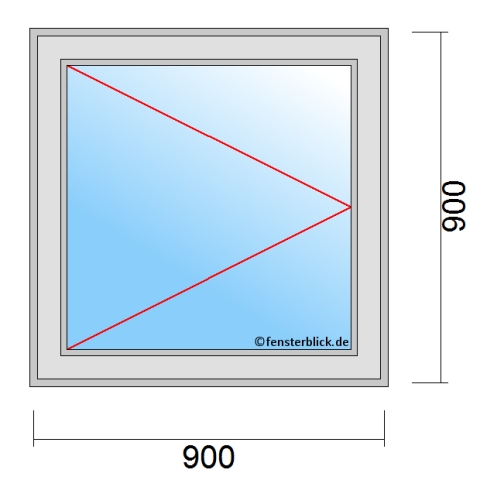 Einflügeliges Fenster 90x90 cm mit Dreh-Links Öffnung