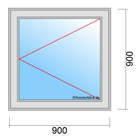 Einflügeliges Fenster 90x90 cm mit Dreh-Rechts Öffnung