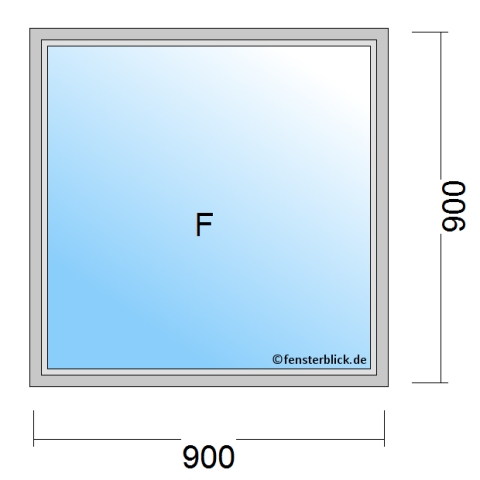 Einflügeliges Fenster 90x90 cm mit Festverglasung im Rahmen