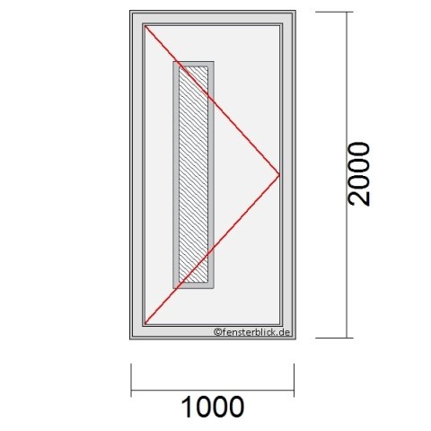 Haustür 1000x2000mm DL schematische Zeichnung