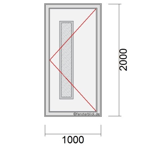Haustür 1000x2000mm DR schematische Zeichnung