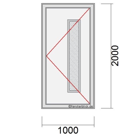 Haustür 1000x2000mm DR schematische Zeichnung