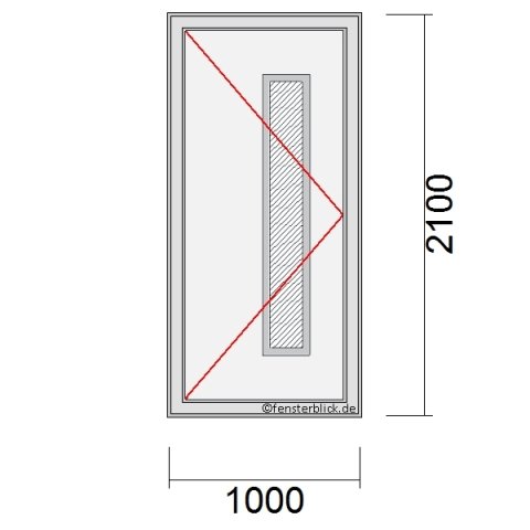 Haustür 1000x2100mm DL schematische Zeichnung