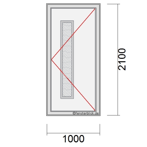 Haustür 1000x2100mm DR schematische Zeichnung