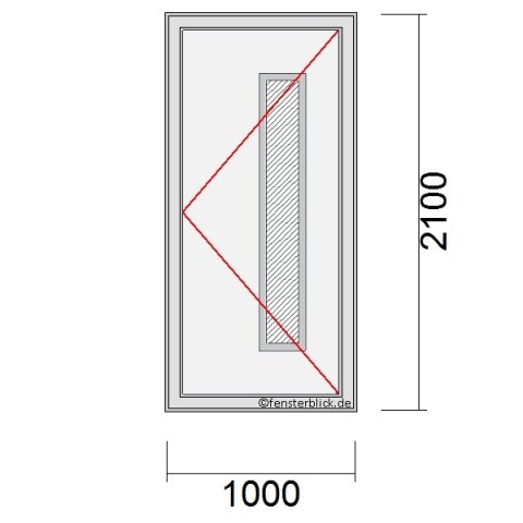 Haustür 1000x2100mm DR schematische Zeichnung