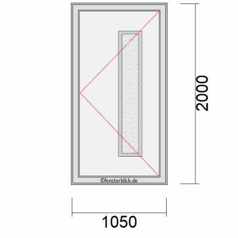 Haustür 1050x2000mm DR schematische Zeichnung