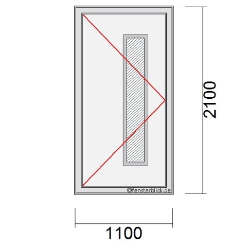 Haustür 1100x2100mm DL schematische Zeichnung