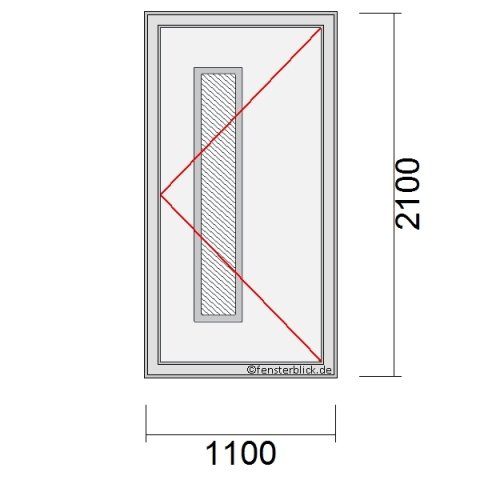 Haustür 1100x2100mm DR schematische Zeichnung