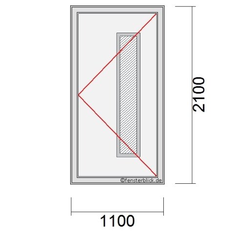 Haustür 1100x2100mm DR schematische Zeichnung