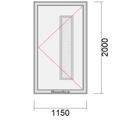Haustür 1150x2000mm DR schematische Zeichnung
