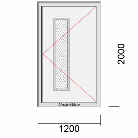 Haustür 1200x2000mm DR schematische Zeichnung
