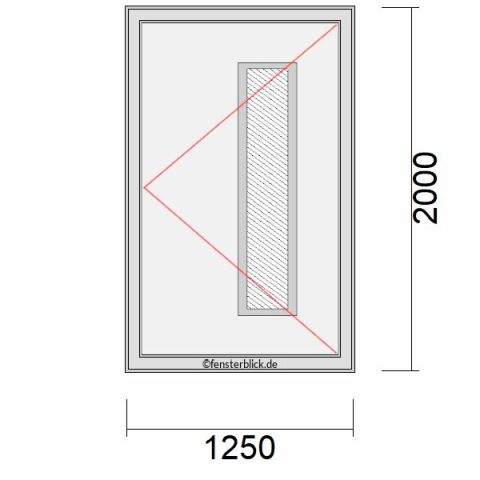 Haustür 1250x2000mm DR schematische Zeichnung