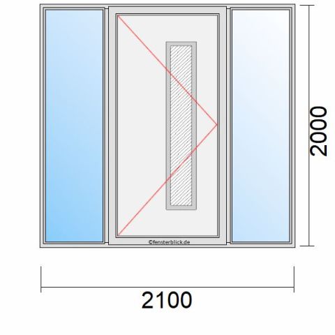 Haustür 2100x2000mm Dreh-Links Seitenteil beidseitig