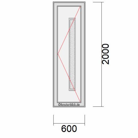 Haustür 600x2000mm DR schematische Zeichnung