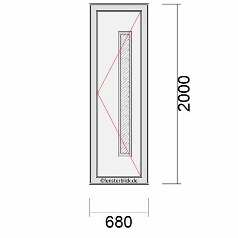 Haustür 680x2000mm DR schematische Zeichnung