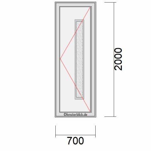 Haustür 700x2000mm DR schematische Zeichnung