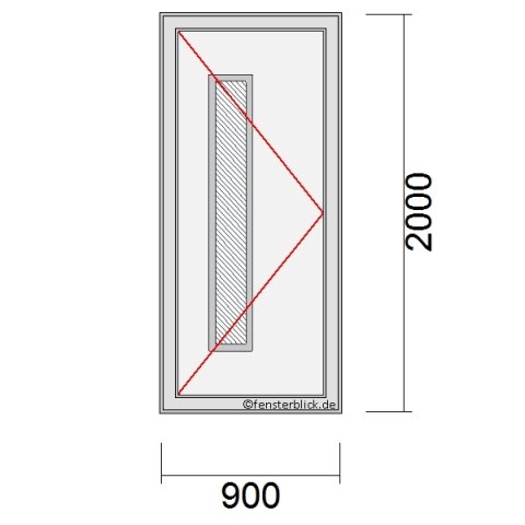 Haustür 900x2000mm DL schematische Zeichnung