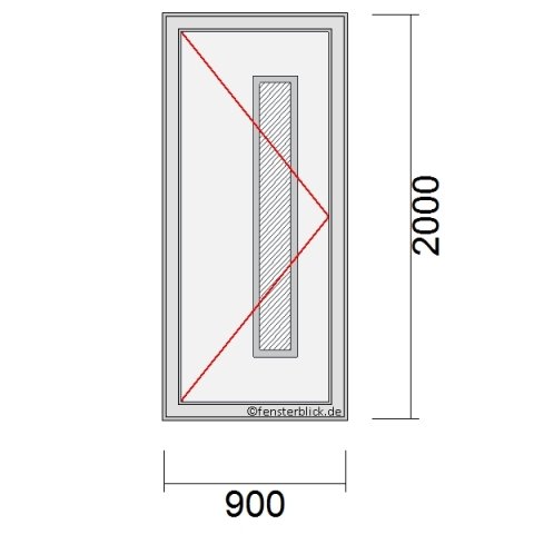 Haustür 900x2000mm DL schematische Zeichnung