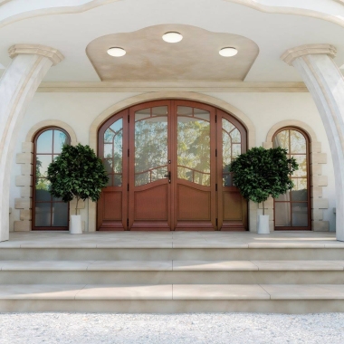 Bogen Haustür aus Holz mit Seitenteil